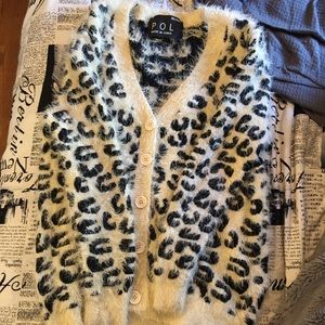 Cheetah print, Plush, fuzzy, cardigan ONE size